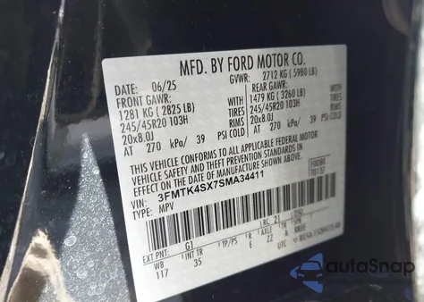 2025 Ford Mustang Mach-E Gt из США, поврежденный, VIN 3FMTK4SX7SMA34411